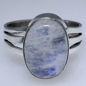 Rainbow Moonstone ring, sterling silver, size 8 NWOT
